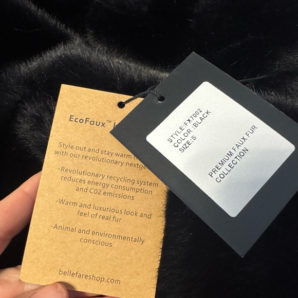 Belle Fare NWT S Black Faux Fur Coat - Picture 7 of 7